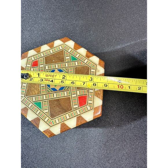 Vintage Victor Molero Inlaid Wooden Hexagon Trinket Box Hand Made In Spain - Picture 11 of 13